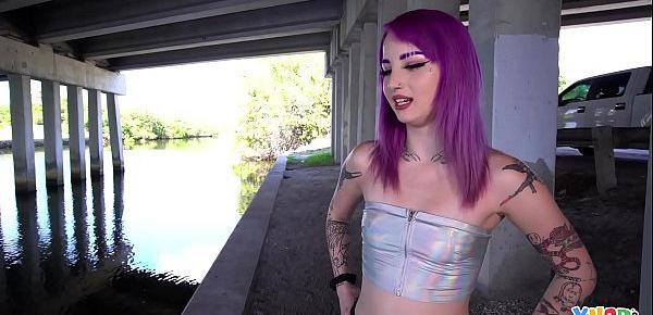  YNGR - Hot Inked Purple Hair Punk Teen Gets Banged